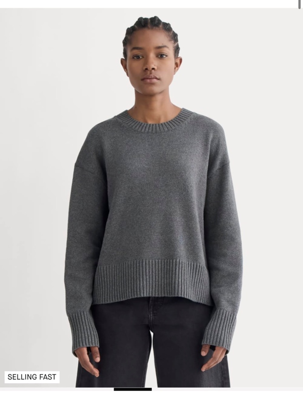 Everlane Boxy Sweater in Everyday Cotton (NWT, Size M, Heathered Charcoal)
